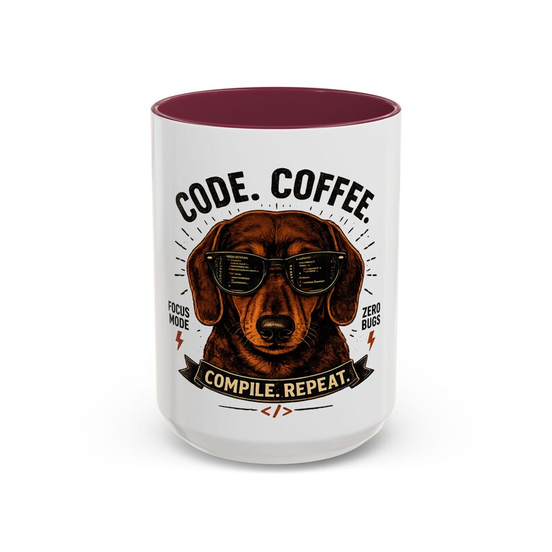 Code Coffee Dachshund Mug | Compile Repeat Programmer Coffee Cup image 8