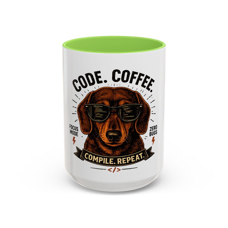 Code Coffee Dachshund Mug | Compile Repeat Programmer Coffee Cup image 7