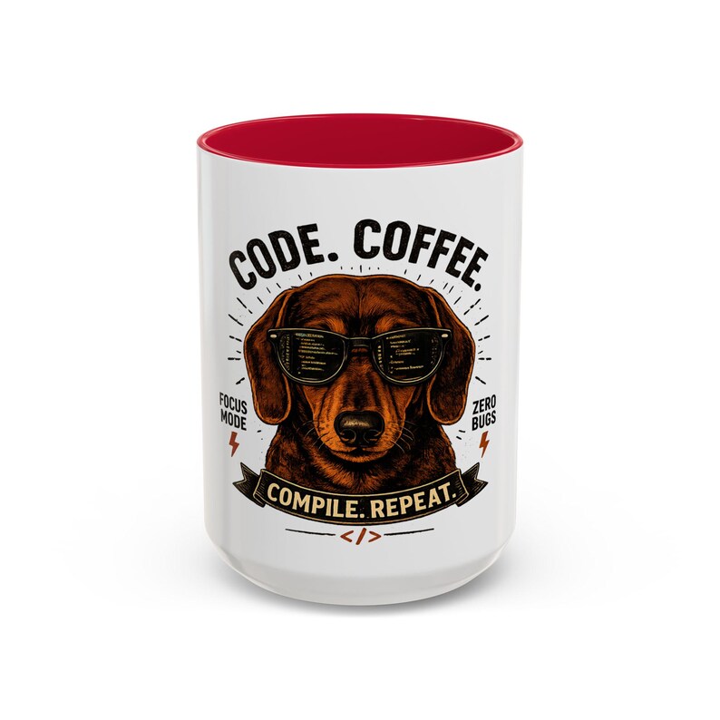 Code Coffee Dachshund Mug | Compile Repeat Programmer Coffee Cup image 11