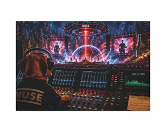Lienzo con imagen de la mesa de mezclas del concierto de Muse, estirado 3,8 cm / Póster de música en vivo para pared