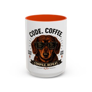 Code Coffee Dachshund Mug | Compile Repeat Programmer Coffee Cup image 9