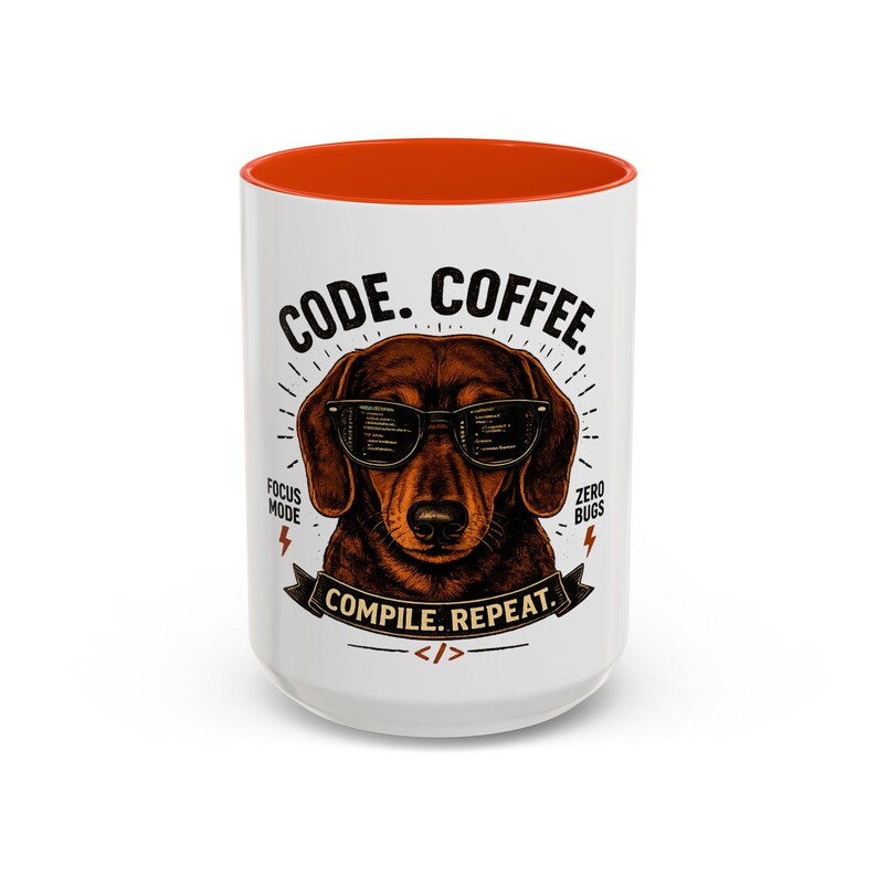 Code Coffee Dachshund Mug | Compile Repeat Programmer Coffee Cup image 9