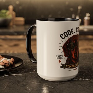 Code Coffee Dachshund Mug | Compile Repeat Programmer Coffee Cup image 16