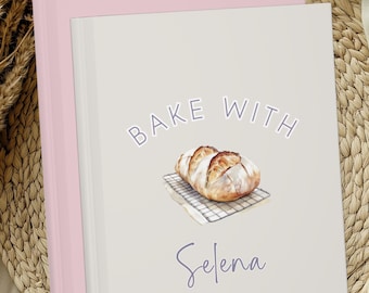 Diario de repostería, libro de recetas personalizado, cuaderno de panadería beige de tapa dura en blanco, regalo de masa madre para amantes del pan, cocina personalizada minimalista