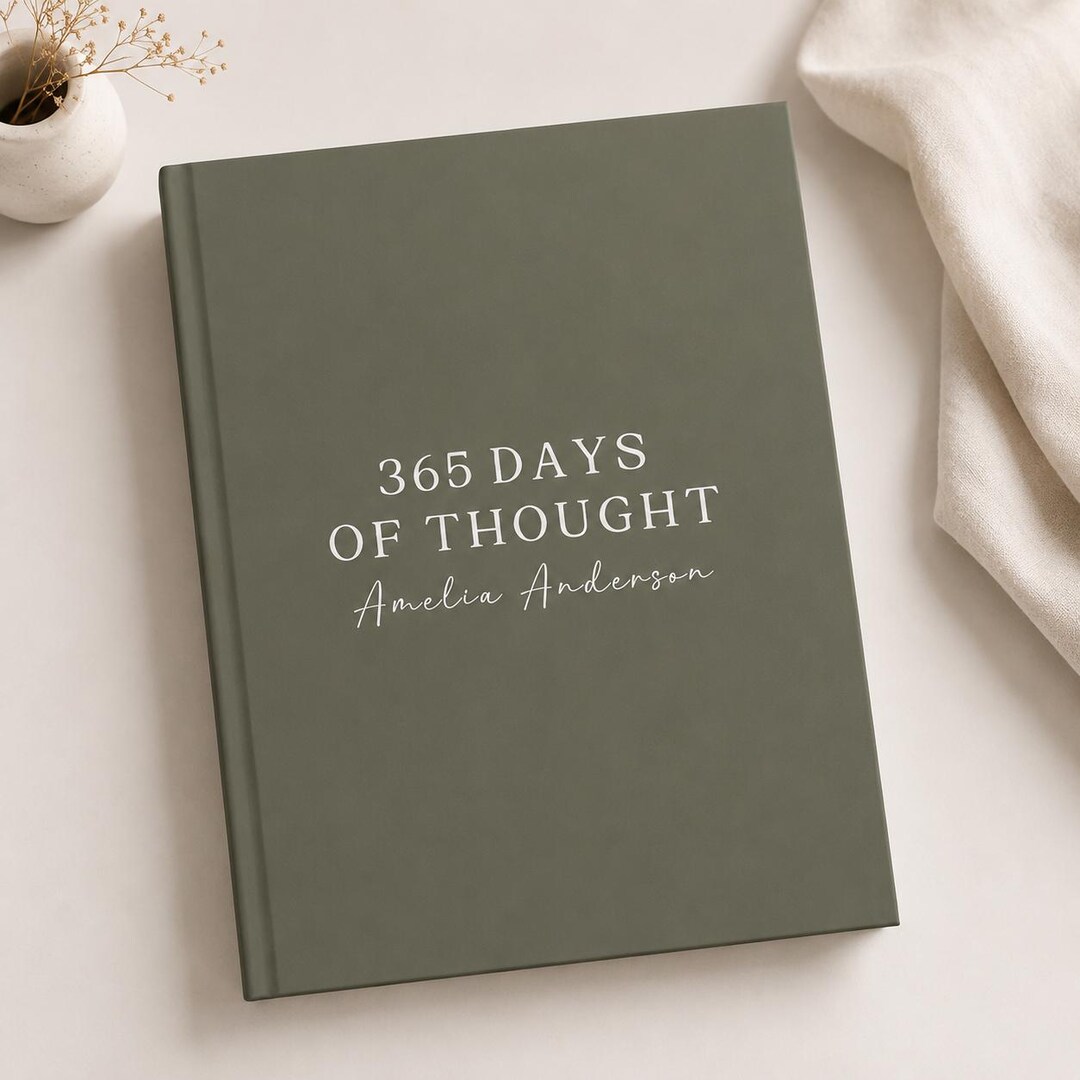Custom 365 Day Daily Journal Blank Notebook Green Hardcover Lined Book ...