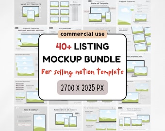 Notion Mockup PLR Listing Template for Digital Product Seller Laptop Ipad Tablet Canva Commercial Use Spreadsheet Showcase Etsy Google Sheet