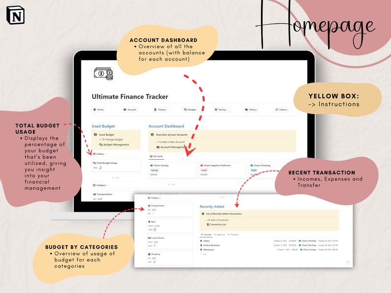 Monthly Budget Template Digital Saving Tracker