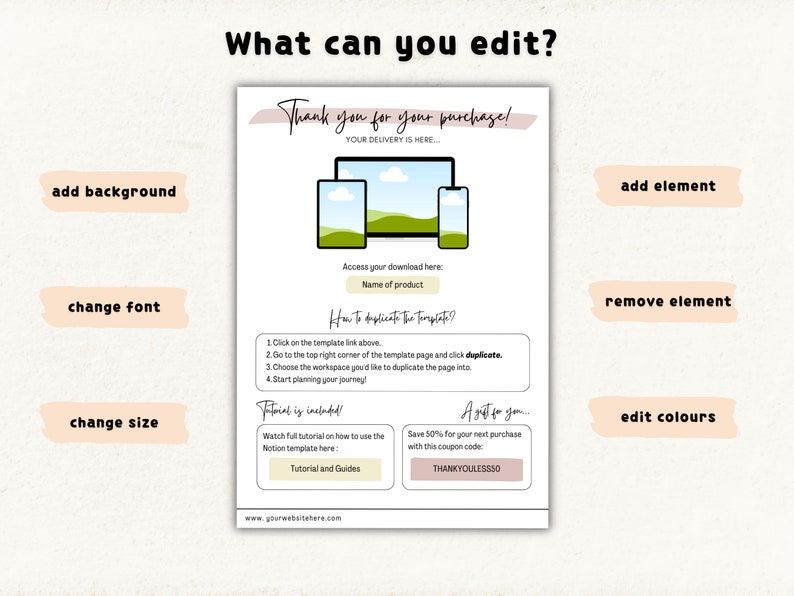 Thank You Page Etsy Digital Product Link Template