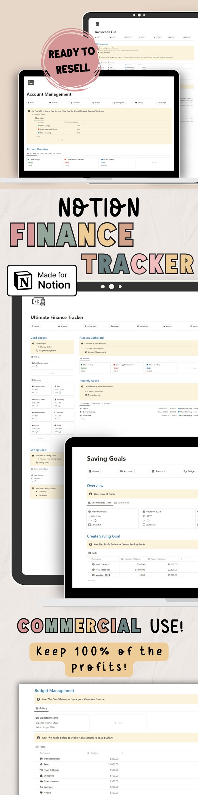 Notion Finance Tracker with Private Label Right and resell Right