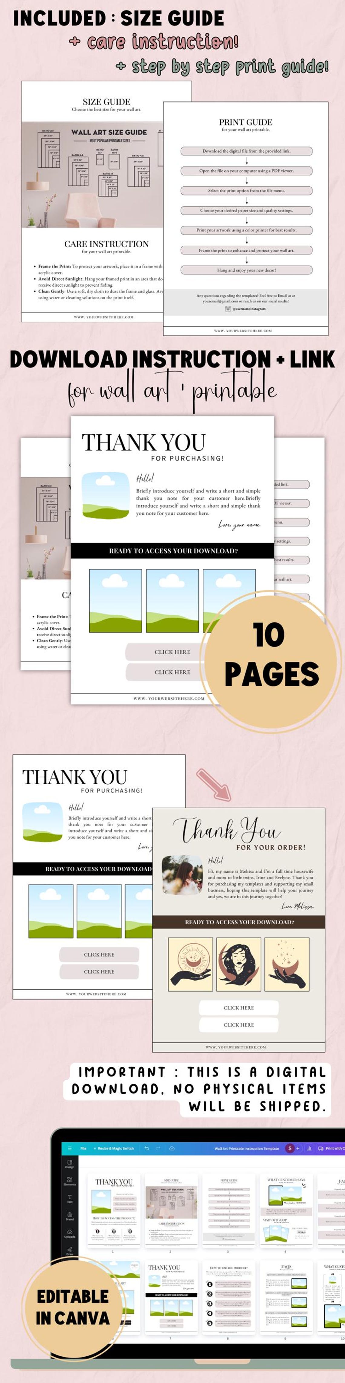 Intraction Paper Download Instruction Template for Wall Art Print Guide Template Canva ...