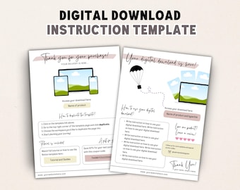 Template Canva Download Instruction Digital Print Template Thank You Page Etsy Digital Product Link Template Instruction for Buyer Digital
