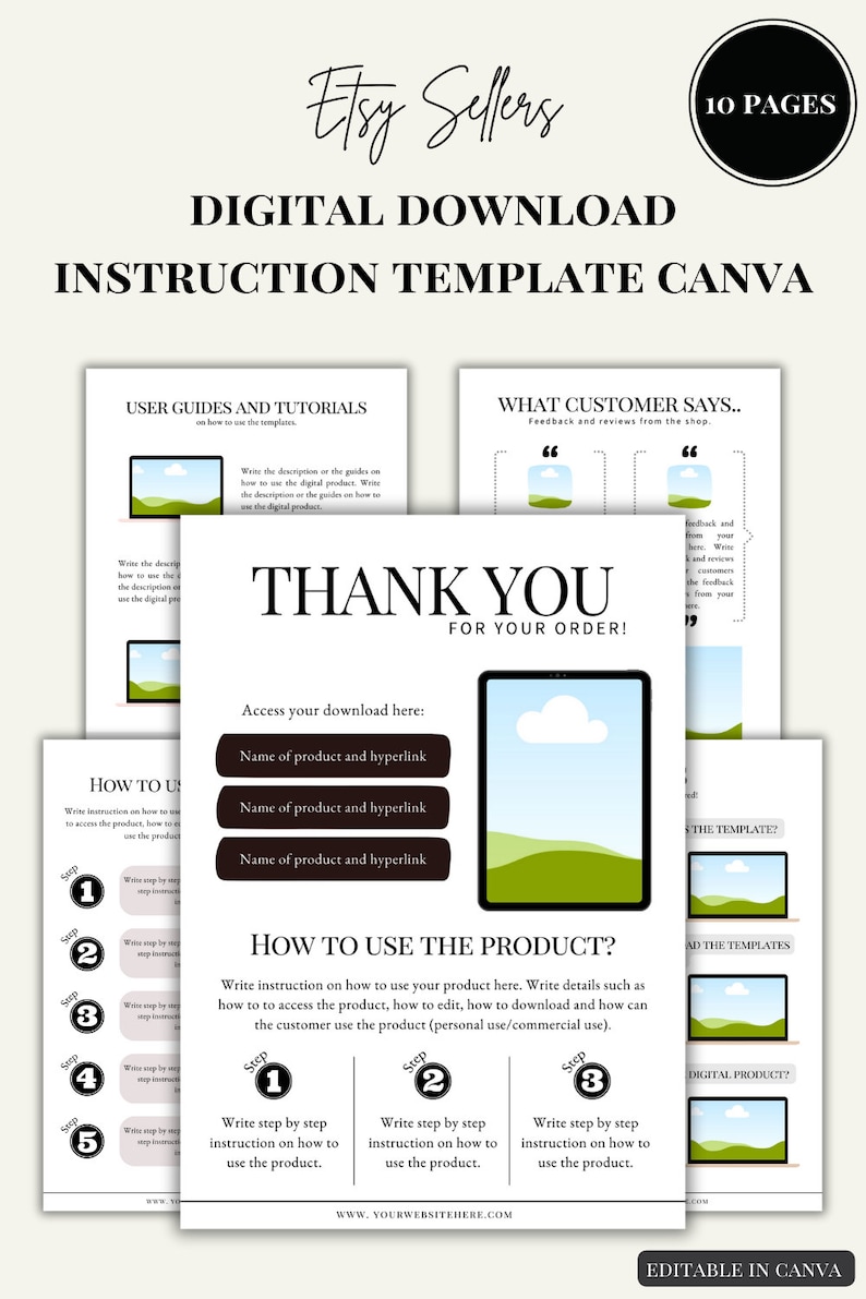 Buyer Digital File Canva Editable Template for Etsy Digital Seller