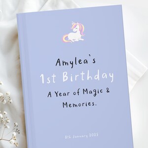 Lindo cuaderno de unicornio para el primer cumpleaños de tu hija, libro de deseos de cumpleaños, regalo personalizado para niña que cumple 1 año, regalo para sobrina personalizado.