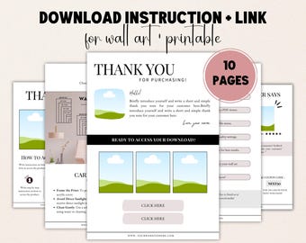 Download Instruction Template for Wall Art Print Guide Template Canva to Deliver Printable Wall Decor PDF Thank You Template Frame Mockup