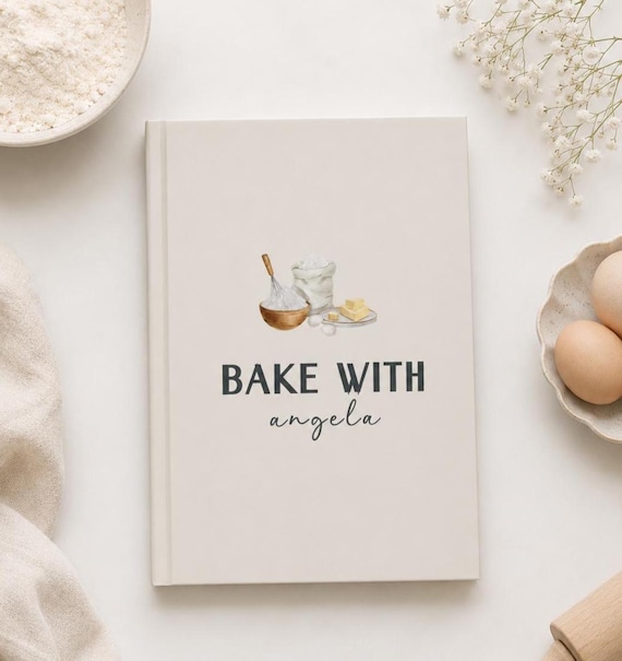 Customized Baking Recipe Book Baker Gift Birthday Idea Present for Home Baker Recipe Diary Cookie Journal Beige Notebook Culinary Student A5
