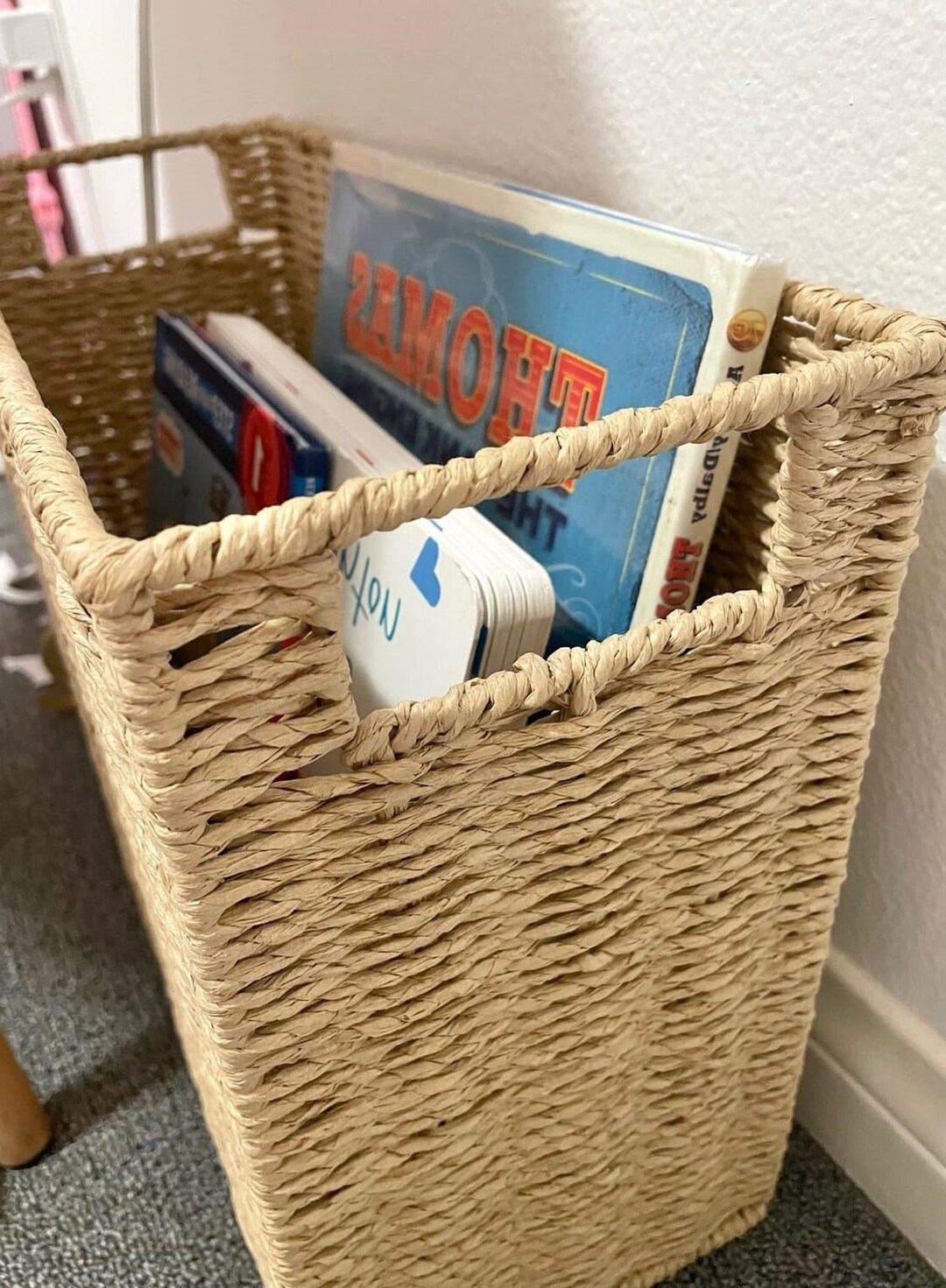 Natural Fibre Basket Paper Rope Magazine Holder Newspaper Etsy