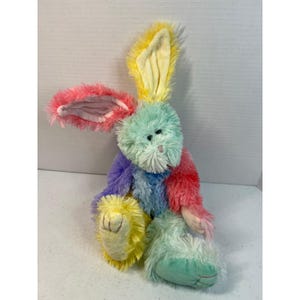 Boyds Collection Multi Color Patchwork Shaggy Plush Bunny Rabbit 14 Inch 2004