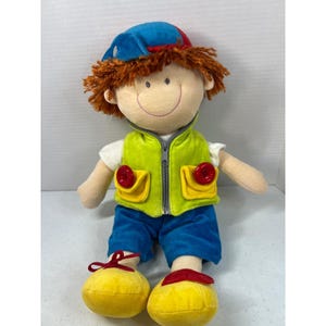 Zippety Learn to Dress Plush Boy Doll 16 Inch Zipper Button Tie Hook Loop Toy