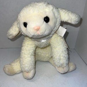 Vintage Ty Lovey the Lamb Plush 1991 Satin Ribbon White Fleece Rare HTF 14”