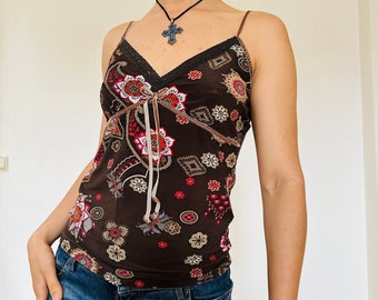 haut camisole floral vintage Y2K 2000S