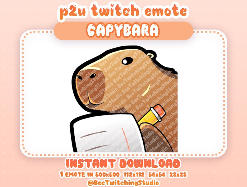 Cute Capybara Taking Notes Emote for Twitch Discord and Youtube | P2u ...
