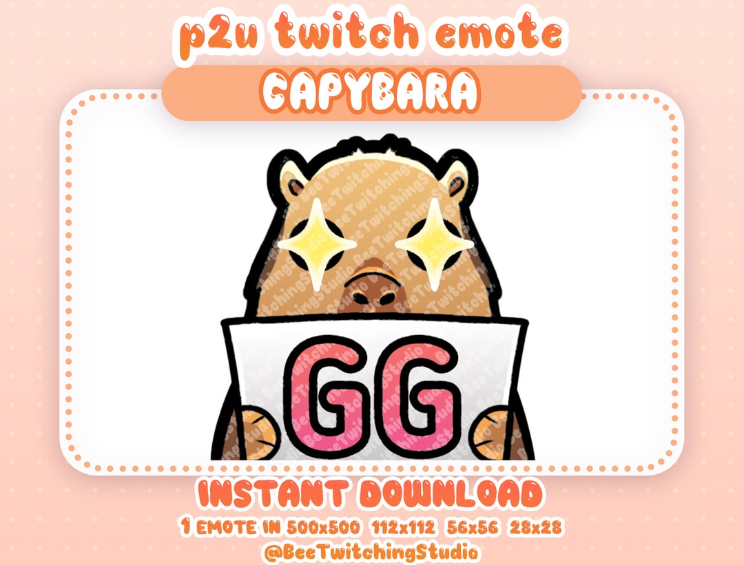 Cute Capybara GG Emote for Twitch Discord and Youtube | P2u Animal ...