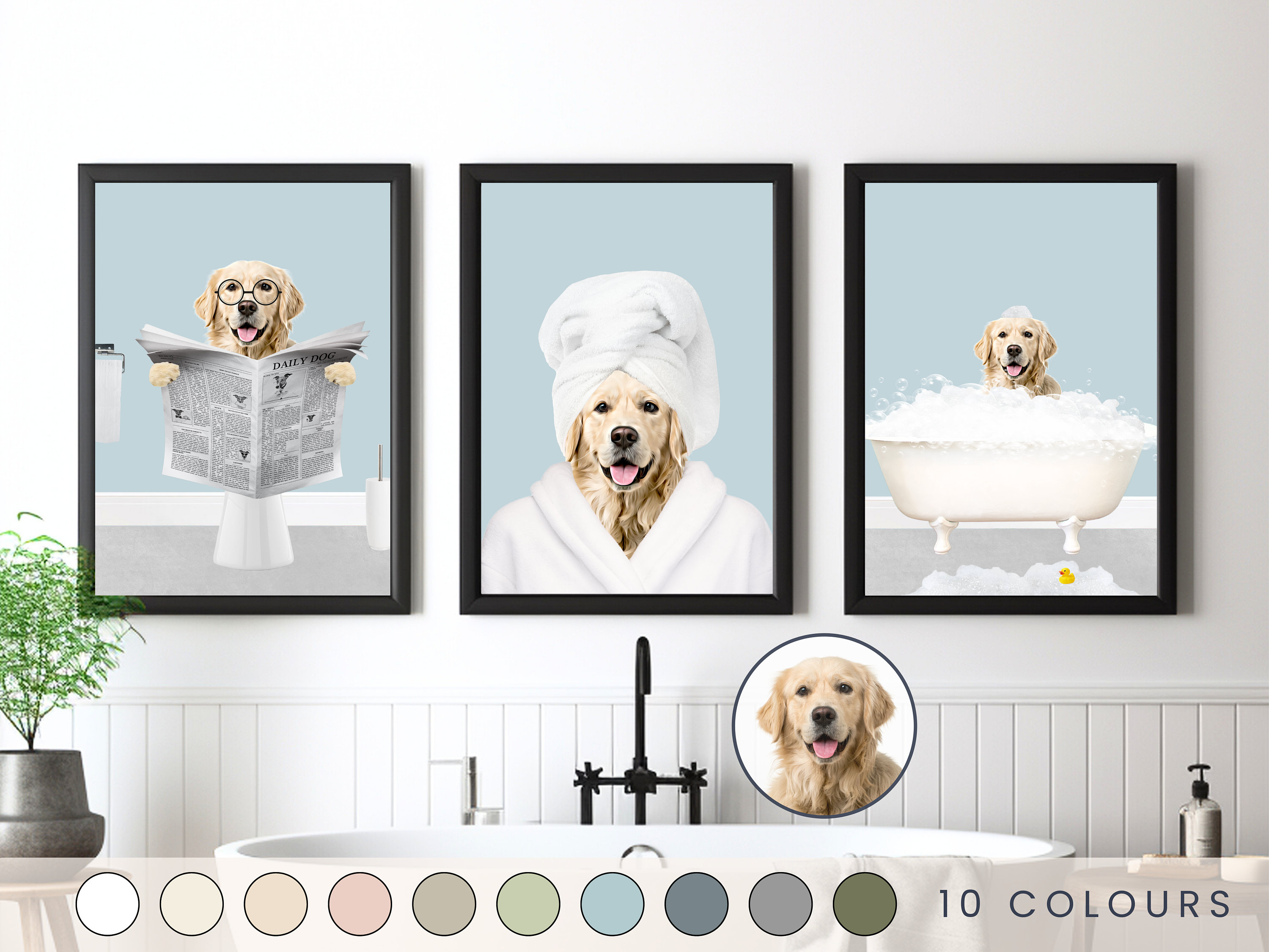 Dog bathroom art 2025