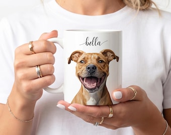 Custom Pet Mug Using Pet Photo + Name Custom Dog Mug Dog Coffee Cup Personalized Pet Mugs Dog Mom Mug Personalized Cat Dad Mug New Dog Mug