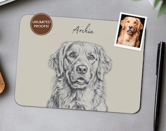 Pet Mouse Pad with Custom Photo and Name, Personalized Dog Cat Non Slip Mat Computer Gadget PC Office Accessory Coworker Gift Idea