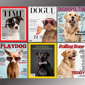 Personalisierte Hundedrucke, Haustier Magazin Cover, Haustier Porträts, Individuelle Haustier Kunst, Machen Sie mein Haustier Berühmt, personalisierter Haustier Druck