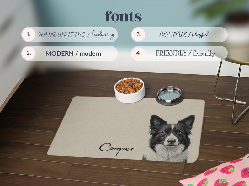 Personalized Pet Mats Using Pet Photo + Name Personalized Dog Food Mat Personalized Dog Placemat Custom Dog Bowl Mat Personalized Pet Mat image 6