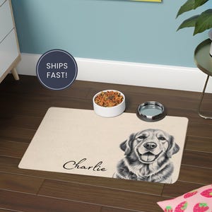 Personalized Pet Mats Using Pet Photo + Name Personalized Dog Food Mat Personalized Dog Placemat Custom Dog Bowl Mat Personalized Pet Mat image 1