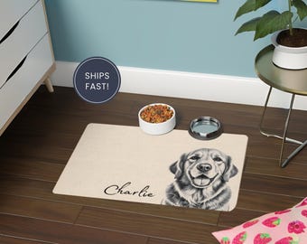 Gepersonaliseerde huisdiermatten met foto en naam huisdier Gepersonaliseerde hondenvoermat Gepersonaliseerde hondenplacemat Aangepaste hondenbakmat Gepersonaliseerde huisdiermat