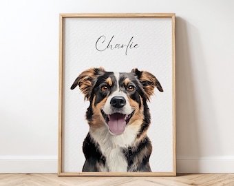 Custom Pet Portraits Using Pet Photo Personalized Digital Dog Portraits Cat Portraits Custom Dog Portraits Custom Pet Art Pet Drawing Poster