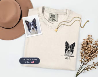 Comfort Colors Custom Pet T-shirt with Pet photo and name, Personalized Pet Portrait Shirt, Custom Dog Cat Graphic Tee Pet Lover Gift