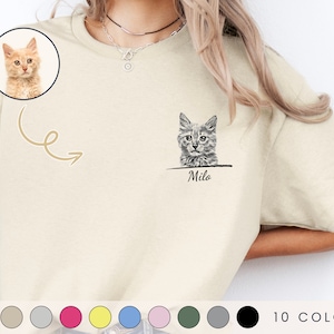 T-shirt personnalisé pour animal de compagnie Dessin d'un chien à partir d'une photo T-shirt portrait Pull personnalisé pour chien T-shirt chat personnalisé Cadeau pour maman et chien Chemise pour amoureux des chiens