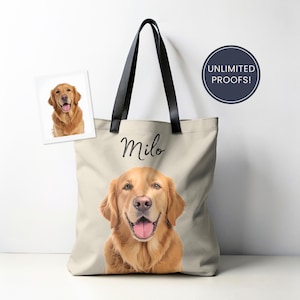 Custom Pet Bag Using Pet Photo + Name Custom Dog Tote Bag Personalized Dog Bag Personalized Dog Travel Bag Custom Cat Tote Bag Dog Bag