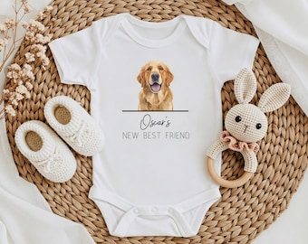 Custom Pet Portrait Baby Bodysuit, Custom dog bodysuit, Baby Shower, Pregnancy Announcement, Baby and Dog, New sibling, My new best friend