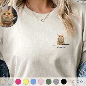 T-shirt personnalisé pour animal de compagnie Dessin d'un chien à partir d'une photo T-shirt portrait Pull personnalisé pour chien T-shirt chat personnalisé Cadeau pour maman et chien Chemise pour amoureux des chiens