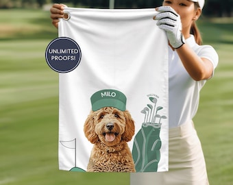 Custom Pet Golf Towel Using Pet Photo + Pet Name Personalized Dog Golf Towels Custom Cat Golf Towels Personalised Dog Towel Custom Cat Towel