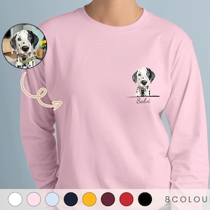 T-shirt personnalisé pour animal de compagnie Dessin d'un chien à partir d'une photo T-shirt portrait Pull personnalisé pour chien T-shirt chat personnalisé Cadeau pour maman et chien Chemise pour amoureux des chiens
