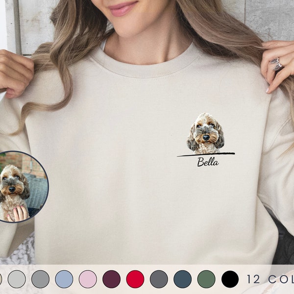 Custom Pet Sweater Dog Drawing From Photo Portrait Sweater Personalized Dog Pullover Custom Cat Sweatshirt Dog Mum Gift Dog Lover Shirt