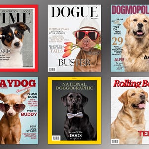 Personalisierte Hundedrucke, Haustier Magazin Cover, Haustier Porträts, Individuelle Haustier Kunst, Machen Sie mein Haustier Berühmt, personalisierter Haustier Druck
