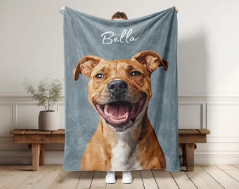 Custom Pet Blanket Using Pet Photo + Name Custom Dog Blanket Personalized Dog Blankets Cat Picture Blanket Pet Photo Blanket Dog Dad Gift