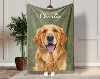 Custom Pet Blanket Using Pet Photo + Name Custom Dog Blanket Personalized Dog Blankets Cat Picture Blanket Pet Photo Blanket Dog Dad Gift