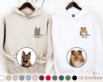 Custom Pet Portrait Hoodie, Custom Personalised Dog Lover Gift, Dog Mum Hoodie, Dog Dad Hoodie, Pet Portrait Hoodie UK, Gift For Dog Owner