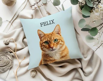 Custom Pet Pillow Using Pet Photo + Name Custom Cat Dog Pillow Personalized Cat Pillows Cases Cat Picture Pillow Pet Picture Pillow