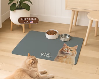 Personalized Pet Mats Using Pet Photo + Name Personalized Dog Food Mat Personalized Dog Placemat Custom Dog Bowl Mat Personalized Pet Mat