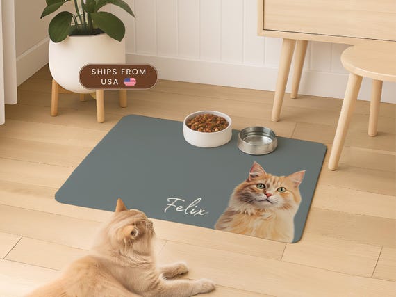 Personalized Pet Mats Using Pet Photo + Name Personalized Dog Food Mat Personalized Dog Placemat Custom Dog Bowl Mat Personalized Pet Mat