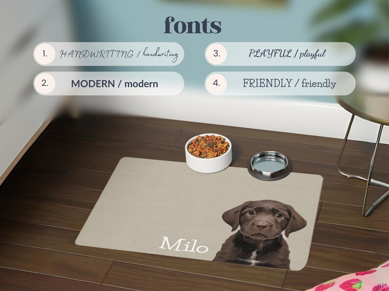 Personalized Pet Mats Using Pet Photo + Name Personalized Dog Food Mat Personalized Dog Placemat Custom Dog Bowl Mat Personalized Pet Mat image 6